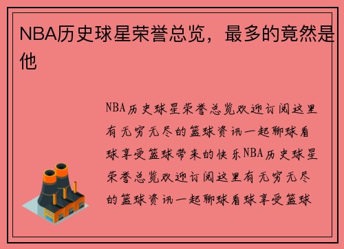 NBA历史球星荣誉总览，最多的竟然是他